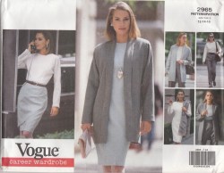 2965 VOGUE EZ LONG JACKET, DRESS, TOP, SKIRT, PANTS PATTERN 12-16; 18-22 choice
